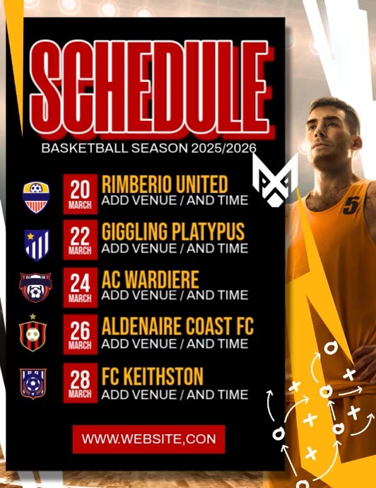 Basketball Schedule 传单(美国信函) template