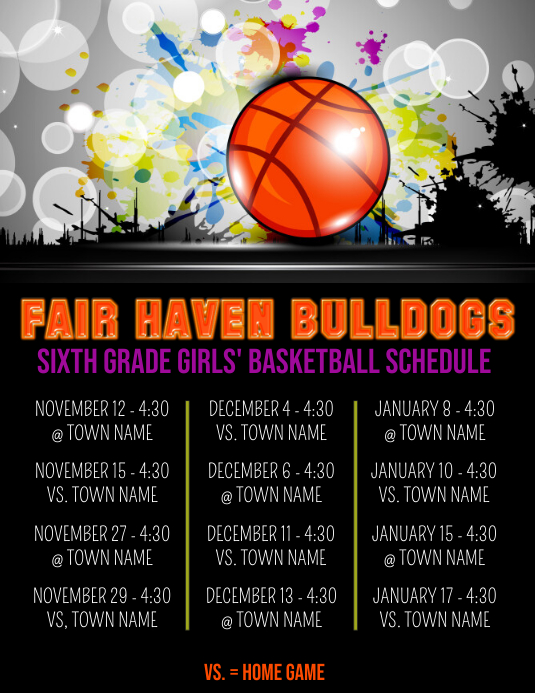 Basketball Schedule Template PosterMyWall Basketball Schedule Template PosterMyWall