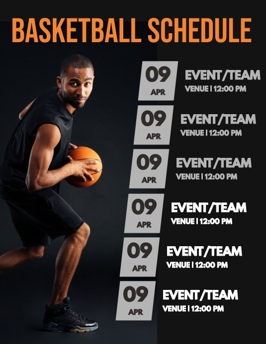 Basketball Schedule Template PosterMyWall basketball-schedule-template-postermywall