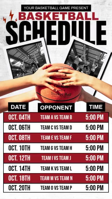 Basketball Schedule Template Ads | PosterMyWall