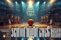 Basketball Senior Night Landscape Poster Template for Athlete Recognition โปสเตอร์