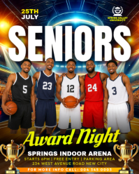 Basketball seniors Award recognition Night event invitation flyer template poster design Instagram P
