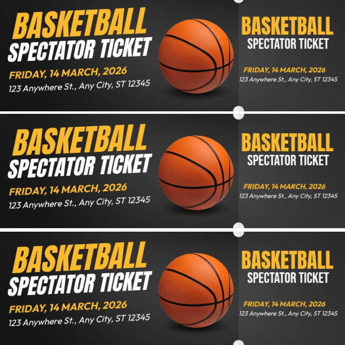 Basketball Spectator Ticket Template | PosterMyWall