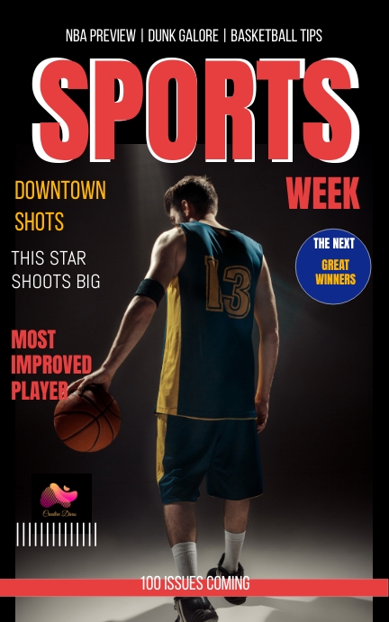 Cover For Sports Program Modèle De Couverture de Magazine de Sport de Basket-ball | PosterMyWall