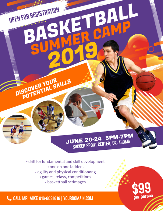 Basketball Summer Camp Flyer Poster Template PosterMyWall