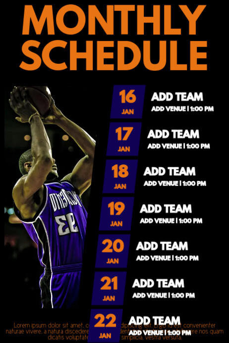 Basketball Team Schedule Flyer Template PosterMyWall Basketball team schedule flyer template postermywall