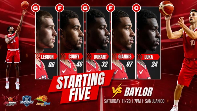 Basketball Team Starting Lineup Template | PosterMyWall