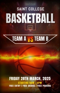 basketball template flyer Half Page Wide