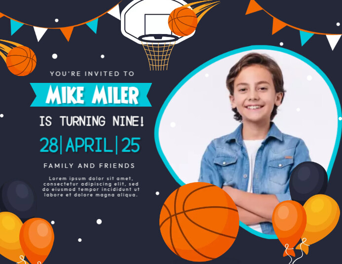 basketball-theme-birthday-invitation-template-postermywall for Basketball Party Invitations Printable Free Basketball Theme Birthday Invitation Template | PosterMyWall for Basketball Party Invitations Printable Free