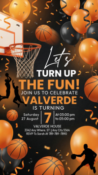 Basketball themed Birthday Template Instagram Story