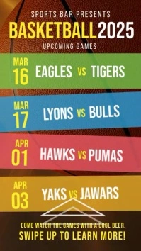 Basketball Tournament 2021 instagram story ad template