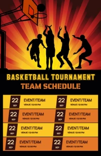 Basketball Tournament Team Schedule Printable Tabloid template