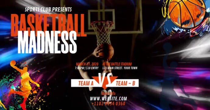 Basketball Tournament Video Template for Sports Event Promotions Image partagée Facebook