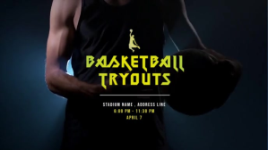 Black Basketball Tryouts Facebook-covervideo Template