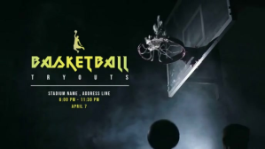 Black Basketball Tryouts Facebook-covervideo Template