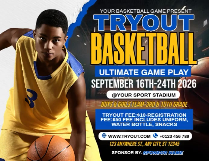 Plantilla de Basketball Tryout | PosterMyWall