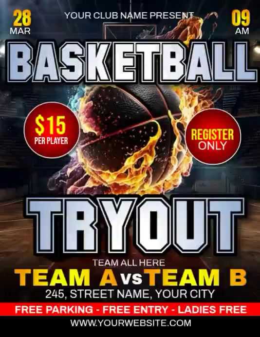 Basketball Tryout Template | PosterMyWall