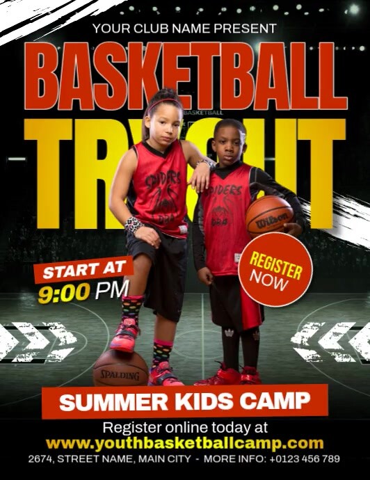 Tryouts Design Copy of Basketball Tryout | PosterMyWall
