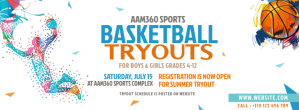 Basketball Tryouts Ad Facebook Cover Photo template