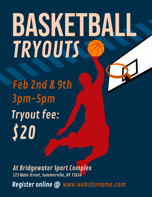 Basketball Tryouts Flyer Template PosterMyWall