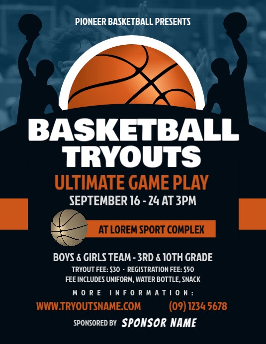Basketball Tryouts Flyer Template PosterMyWall