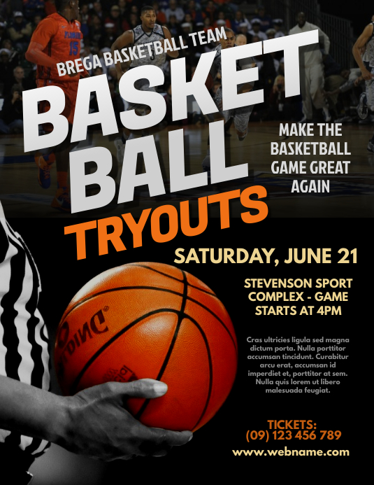 Basketball Tryouts Flyer Template PosterMyWall