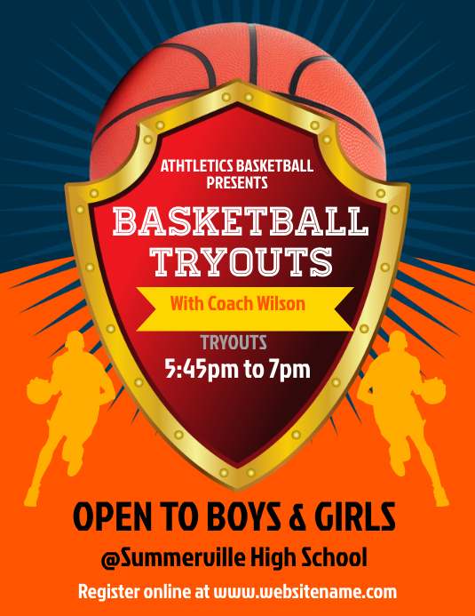 Basketball Tryouts Flyer Template PosterMyWall