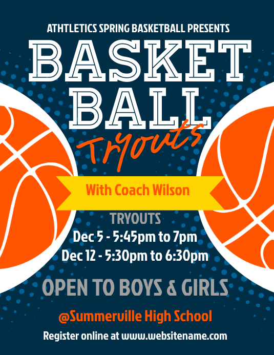 Basketball Tryouts Flyer Template PosterMyWall