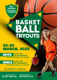 basketball tryouts flyer A6 template