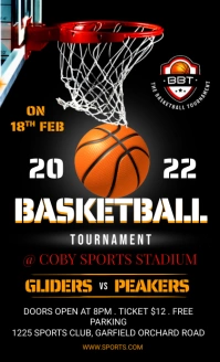 Black and White Basketball Tournament Flyer Oficio US template