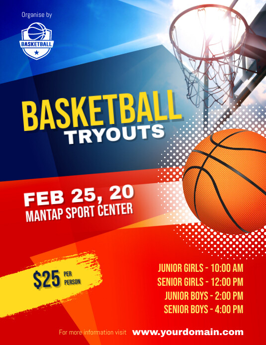 Basketball Tryouts Flyer Poster Template PosterMyWall