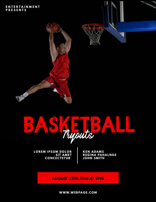 Basketball Tryouts Flyer Template Pamflet (VSA Brief)