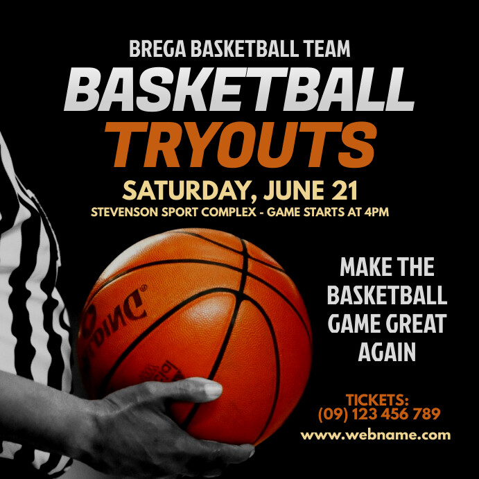 Basketball Tryouts Instagram Post Template PosterMyWall