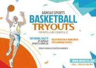 Basketball Tryouts Postcard template