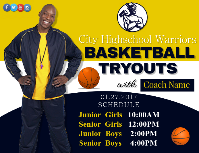 Basketball Tryouts Flyer (format US Letter) template