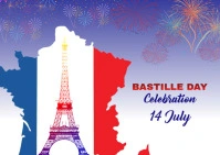 bastille celebration Postcart Carte postale template