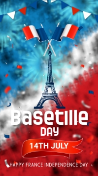 Bastille day, France Independence day Digital Display (9:16) template