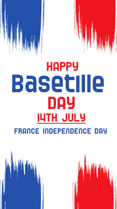 Bastille day, France Independence day Ekran reklamowy (9:16) template