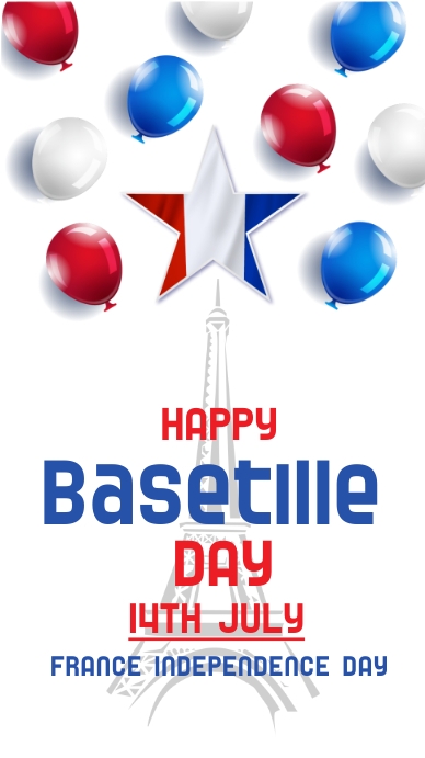 Bastille day, France Independence day Ekran reklamowy (9:16) template