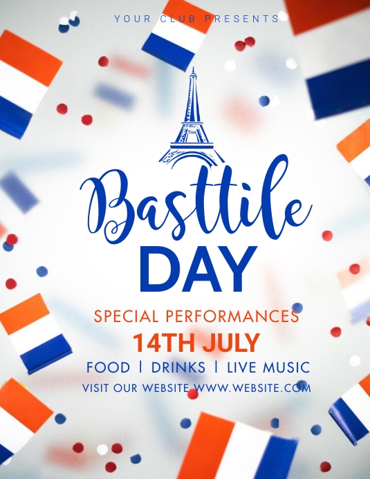 Bastille day, France Independence day Flyer (US Letter) template