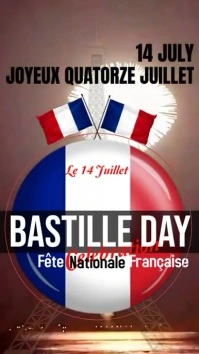 Bastille day (fête Nationale Française) งานแสดงผลงานแบบดิจิทัล (9:16) template