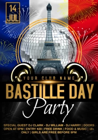 Bastille day fireworks A4 template
