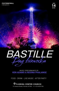 Bastille Day Fireworks flyer template Tabloid