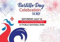 Bastille Day flyer Postal template