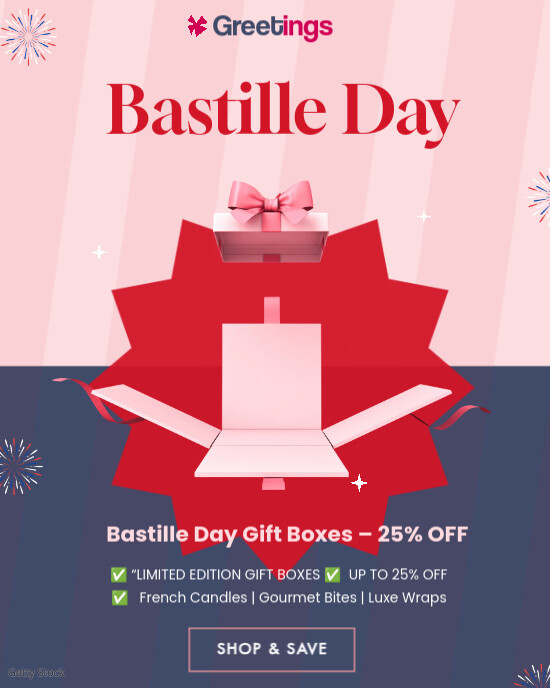 Bastille day gift box sale instagram template