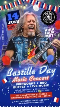 Bastille Day Music Concert Display Template Tampilan Digital (9:16)