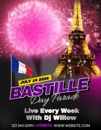 Bastille Day Fireworks Video Flyer (US Letter) template
