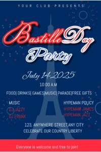 Bastille day party Pinterest Graphic template