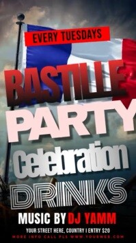 Bastille Night Party Video Instagram Story template