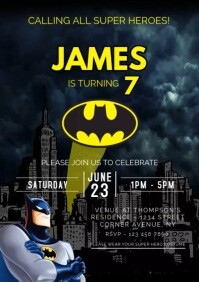 Batman Birthday Party Invitation Design A4 template
